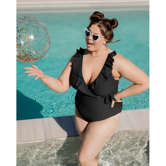 Kindred Bravely Swimsuit Womens S-Busty Ruffle Wrap Maternity Nursing One Piece - Picture 1 of 15